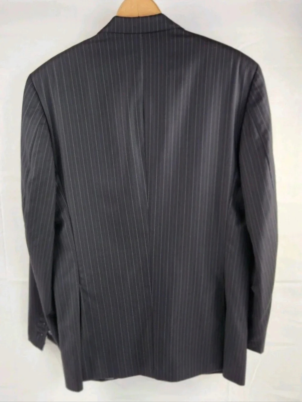 Burdi Chicago Suit Jacket Mens 44 Black Pinstripe 100% Super 150's Wool Handmade